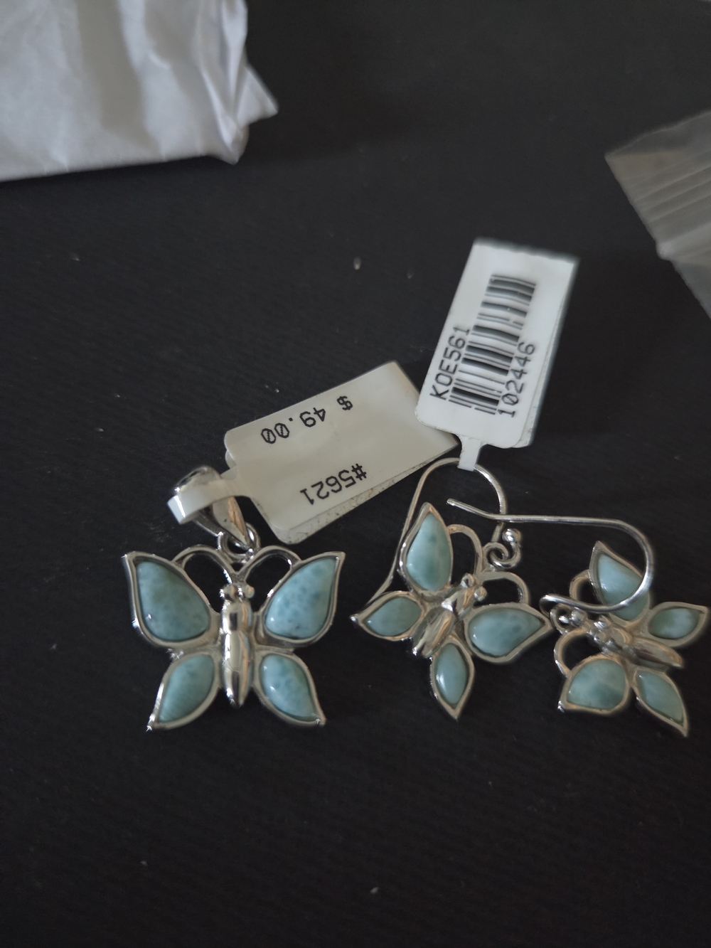 Sterling Silver Turquoise Butterfly Pendant and Earrings Set